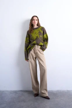 Jersey de manga larga en mezcla de acr&iacute;lico, poli&eacute;ster y lana