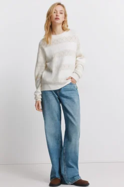 Jersey pointelle rayas lurex