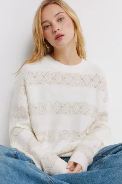 Jersey pointelle rayas lurex