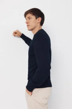 Jersey punto estructura cables cuello redondo