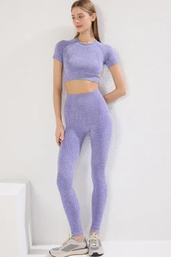 Legging deportivo largo tiro alto jaspeado