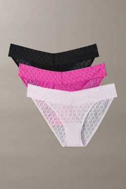 Pack 3 bragas cadera encaje logo