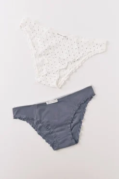 Pack 2 bragas cl&aacute;sicas algod&oacute;n azul y estampado blanco