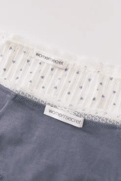 Pack 2 bragas cl&aacute;sicas algod&oacute;n azul y estampado blanco