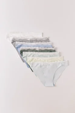 Pack 7 bragas cl&aacute;sicas algod&oacute;n encaje y lazo