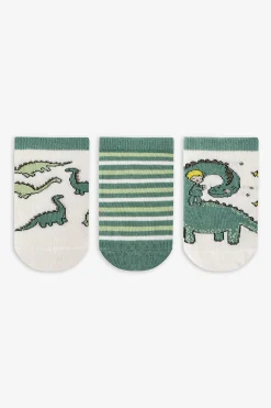 Pack 3 calcetines cortos dino rayas