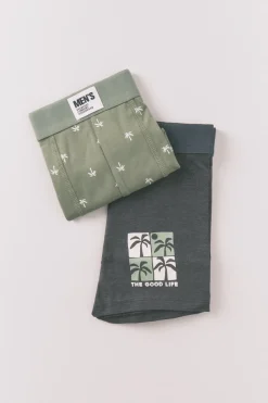 Pack 2 calzoncillos b&oacute;xer algod&oacute;n palmeras