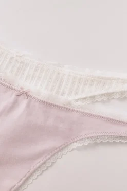 Pack 2 tangas algod&oacute;n rosa y estampado blanco