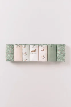 Pack 7 tangas algodón rosa y verde