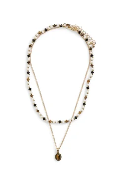 Pack de 2 collares dorados con cuentas de colores