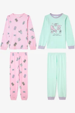 Pack de 2 pijamas de manga larga de algod&oacute;n Retro Toy para ni&ntilde;a