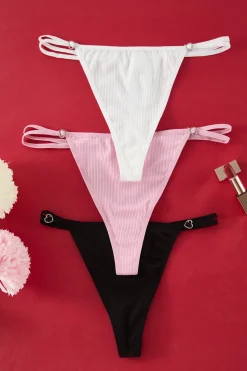 Pack de 3 tangas canalé detalle corazón