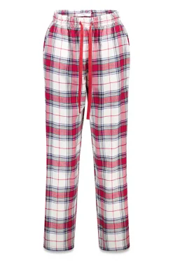 Pantal&oacute;n largo algod&oacute;n franela cuadros rojo
