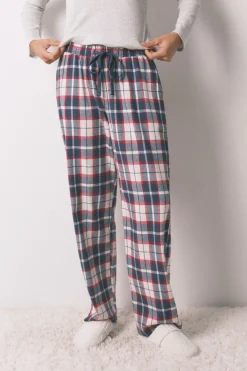 Pantal&oacute;n largo 100% algod&oacute;n franela cuadros azul