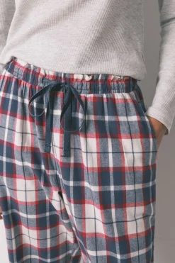 Pantal&oacute;n largo 100% algod&oacute;n franela cuadros azul