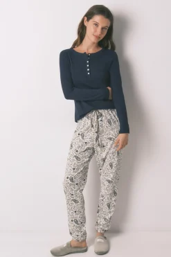 Pantalón largo algodón estampado Paisley