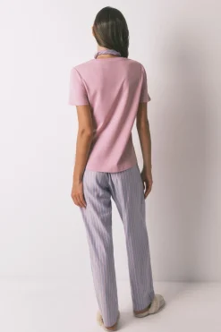 Pantal&oacute;n largo franela print rayas multicolor