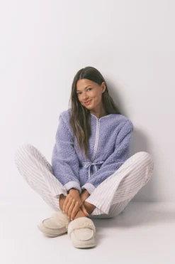 Pantal&oacute;n largo franela print rayas multicolor