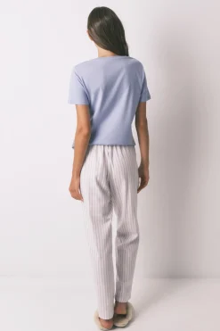 Pantal&oacute;n largo franela print rayas multicolor