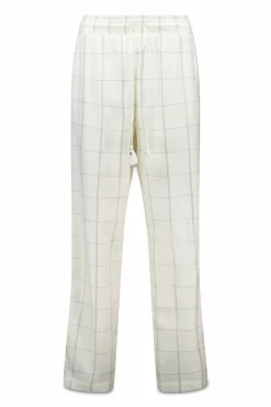 Pantal&oacute;n largo franela blanco print cuadros