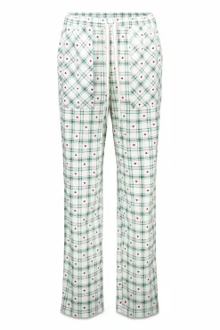 Pantal&oacute;n largo franela estampado cuadros verde