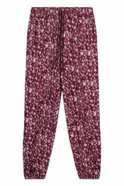 Pantal&oacute;n largo granate estampado flores