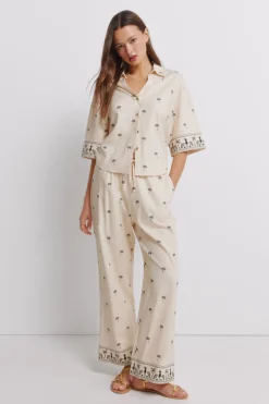 Pantalón lino estampado