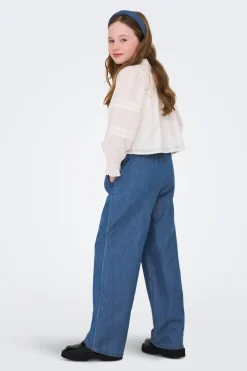 Pantal&oacute;n vaquero ancho con cintura fruncida y cord&oacute;n