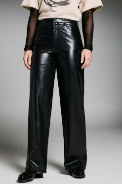 Pantal&oacute;n wide leg piel vegana