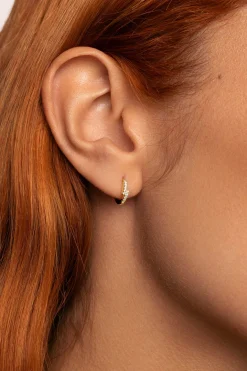 Pendiente Suelto Aro Cleo Cruzado Plata Ba&ntilde;o Oro