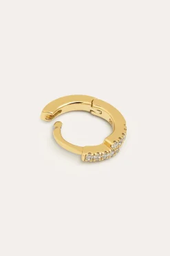 Pendiente Suelto Aro Cleo Cruzado Plata Ba&ntilde;o Oro