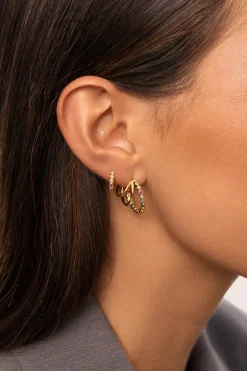 Pendiente Suelto Aro Orbit Ba&ntilde;o Oro