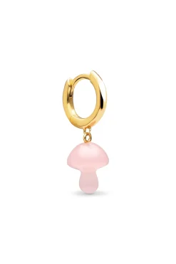 Pendiente Suelto Aro Seta Rosa Ba&ntilde;o Oro