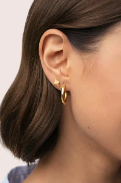 Pendiente Suelto Organic Star Spark Plata Baño Oro