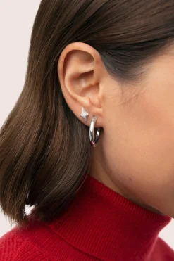 Pendiente Suelto Organic Star Spark Plata