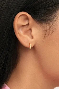 Pendientes Aro Mini Luna Plata Baño Oro
