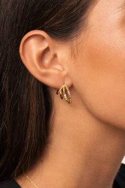 Pendientes Aro Orbit Ba&ntilde;o Oro