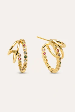 Pendientes Aro Orbit Ba&ntilde;o Oro