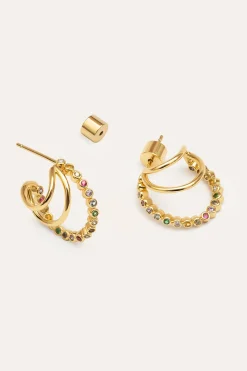 Pendientes Aro Orbit Ba&ntilde;o Oro