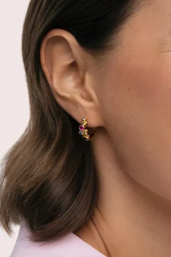 Pendientes Aro Rainbow Bubbles S Ba&ntilde;o Oro