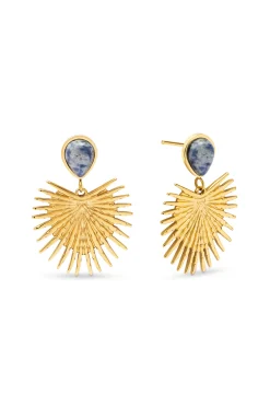 Pendientes Catalina Acero Ba&ntilde;o Oro