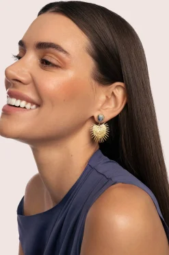 Pendientes Catalina Acero Ba&ntilde;o Oro