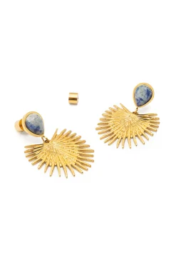 Pendientes Catalina Acero Ba&ntilde;o Oro