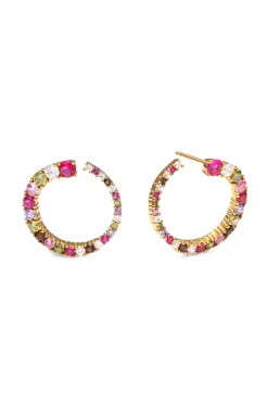 Pendientes Circle Estellar Ba&ntilde;o Oro