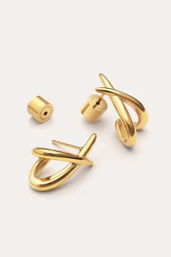 Pendientes Emma Acero Ba&ntilde;o Oro