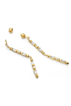 Pendientes Long Iris Ba&ntilde;o Oro