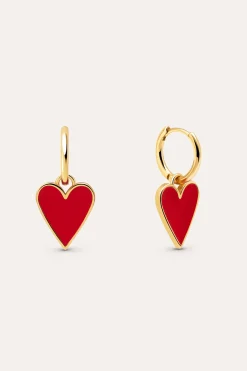 Pendientes Lovely Heart Ba&ntilde;o Oro