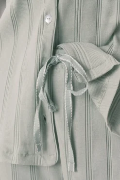 Pijama camisero largo algod&oacute;n canal&eacute; verde