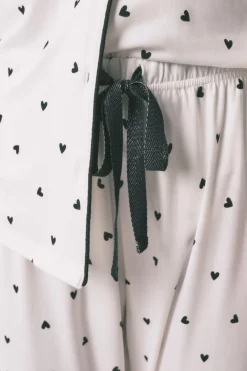 Pijama camisero largo estampado corazones