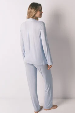 Pijama camisero largo "maternity" super soft azul